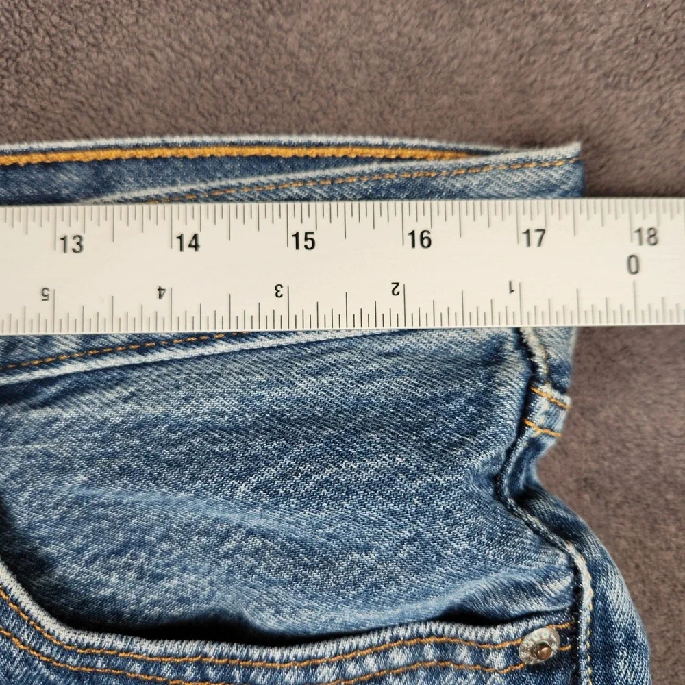 Levis 501 Long Shorts Womens 31 Blue Premium Denim High Rise Button Fly Cuffed